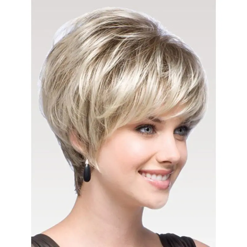 Lady Layered Blonde Capless Human Wigs