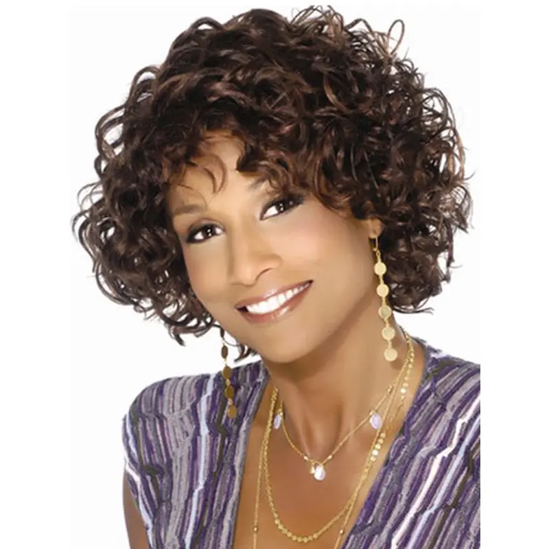 Nice Brown Curly Short African American Wigs