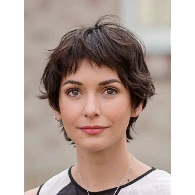 Short Bob Wigs 6" Wavy Brown Synthetic Lace Front Wigs