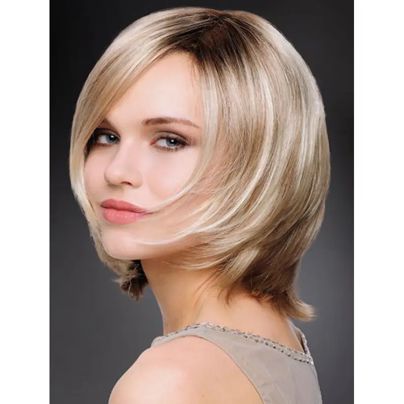 Synthetic 10" Straight Chin Length Platinum Blonde Wig Bob