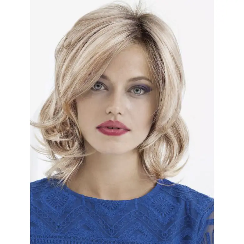 Synthetic 12" Wavy Chin Length Platinum Blonde Short Style Bob Wigs