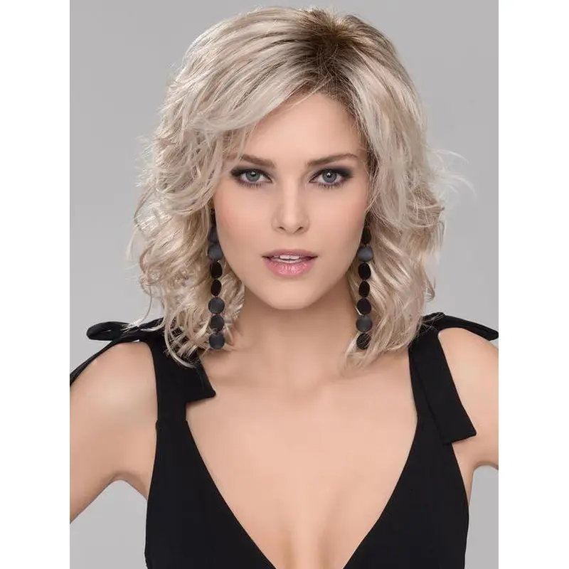 Without Bangs 12" Chin Length Wavy High Quality Medium Wigs