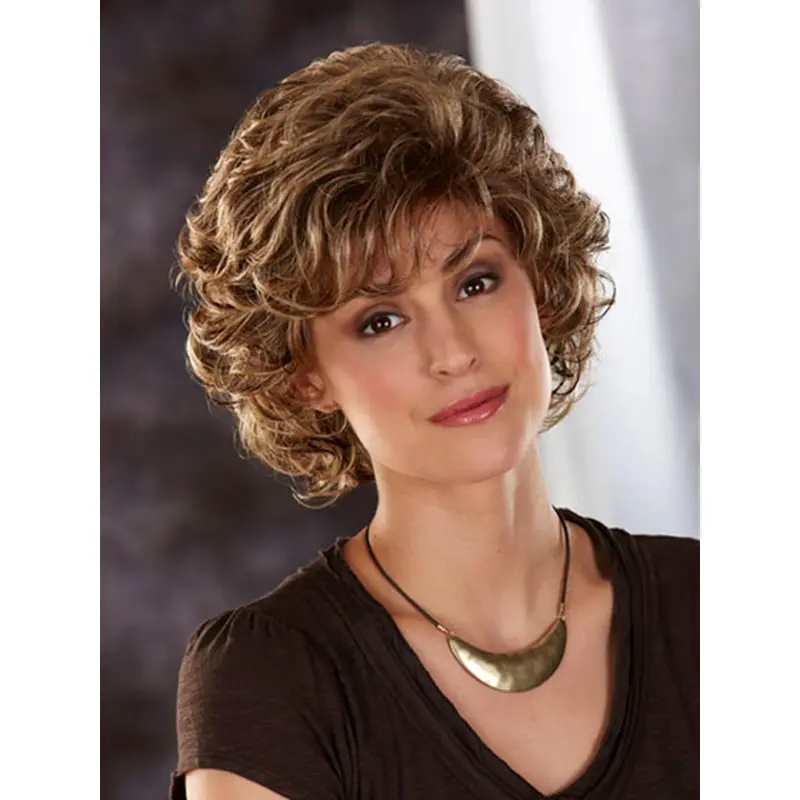 Amazing Brown Wavy Chin Length Classic Wigs