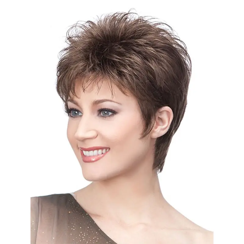 Brown Boycuts Soft Straight Short Wigs