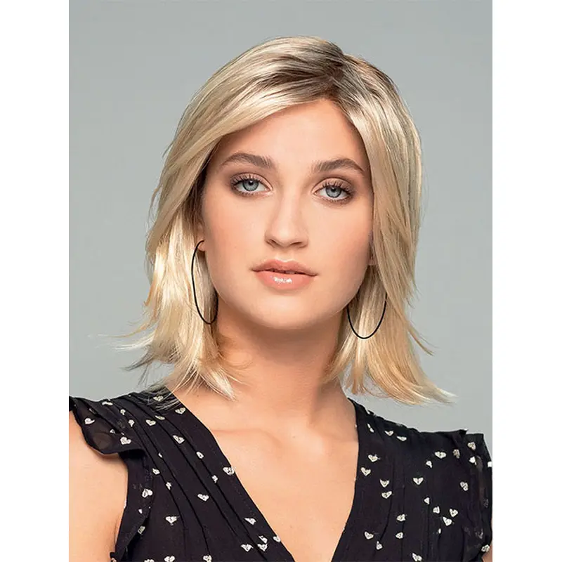 Layered Synthetic Monofilament Blonde Straight Gorgeous Women Wig Medium