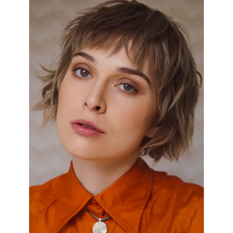 Short Bob Wigs 8" Straight Brown Remy Human Hair Lace Front Wigs