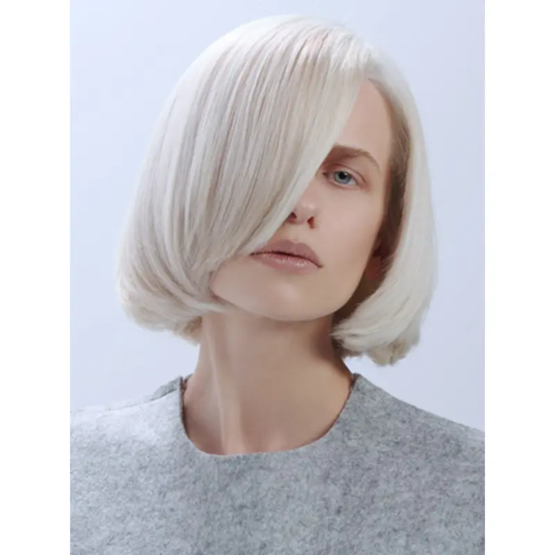 Simple Elegance Platinum Blonde Chin Length Lace Front Wigs