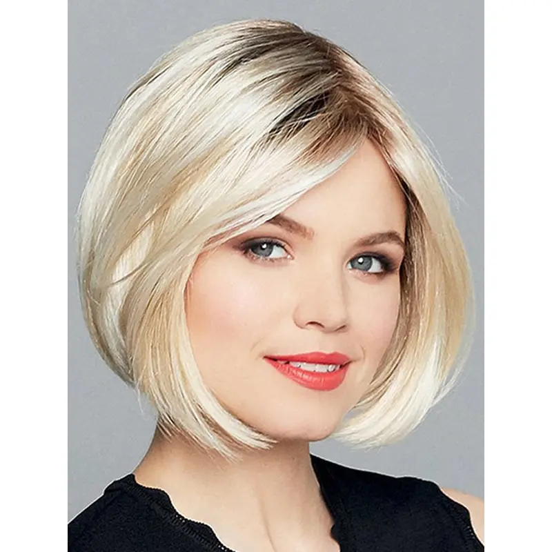 Chin Length Straight Ombre/2 tone Monofilament Bobs Ladies Synthetic Wigs
