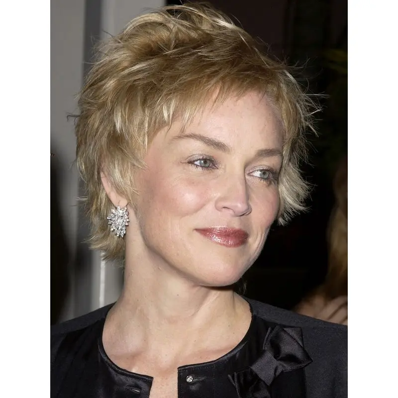 Short Straight Full Lace Platinum Blonde 8" Lady Wigs