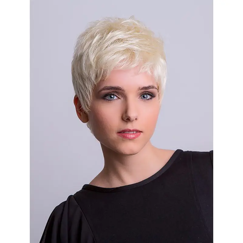 Straight Platinum Blonde Boycuts 3" Monofilament Synthetic Short Wigs