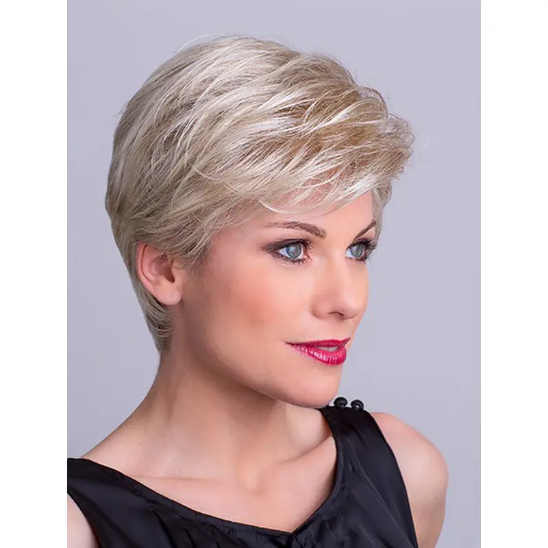 Straight Platinum Blonde Layered 8" Capless Synthetic Short Wigs