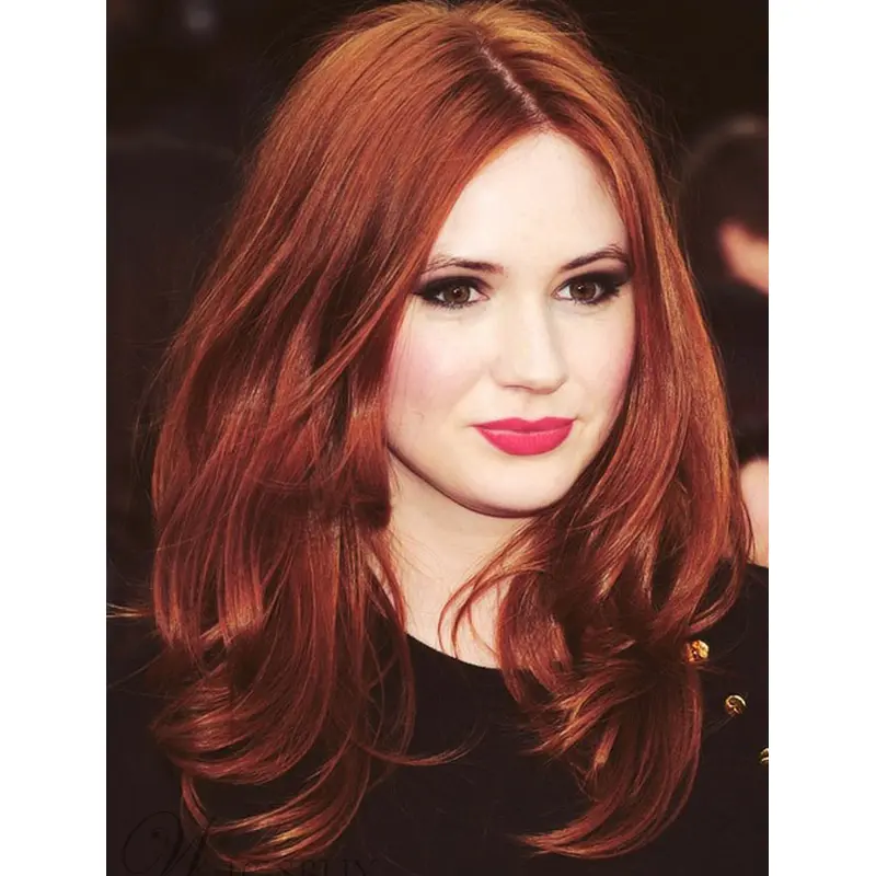 Wavy Copper Lace Front 15" Layered Best Karen Gillan Wigs