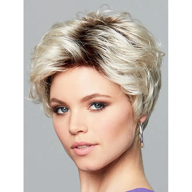 Wavy Monofilament Ombre/2 tone Synthetic Boycuts Trendy Short Wigs