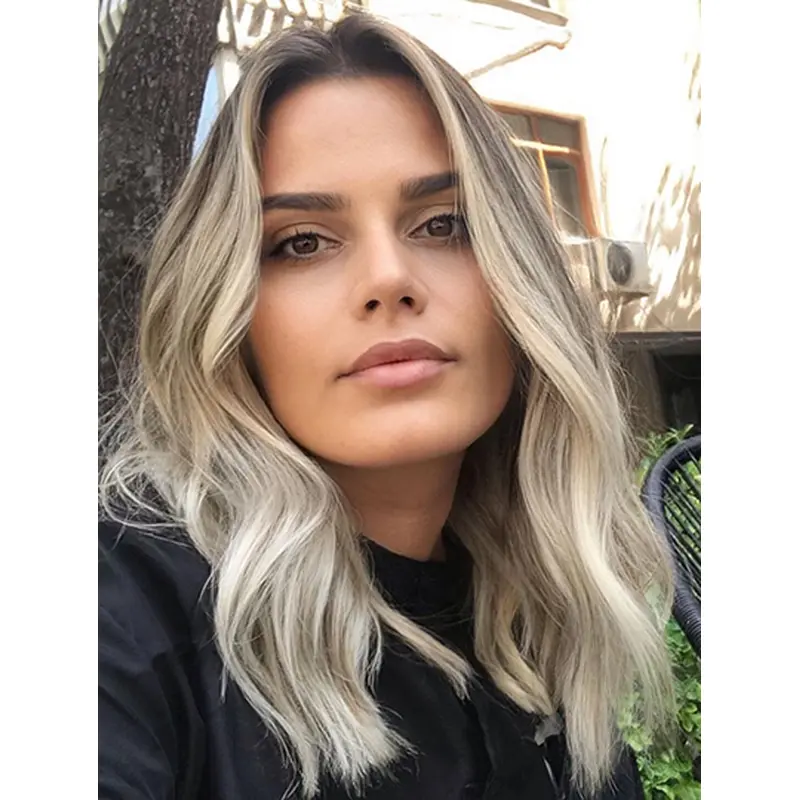 Without Bangs Blonde Long Lace Front Human Hair Wigs For White Women