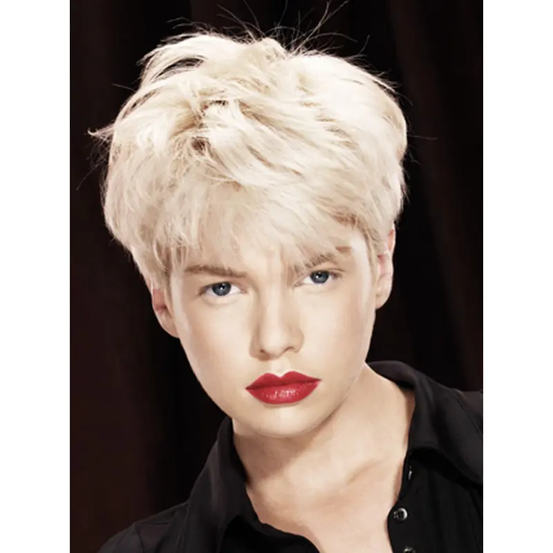 Young Fashion Platinum Blonde Short Capless Mono Straight Wigs