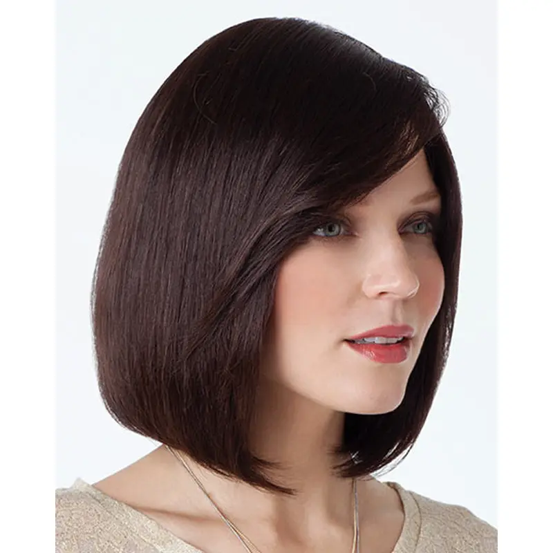 Comfortable Auburn Straight Chin Length Human Hair Wigs