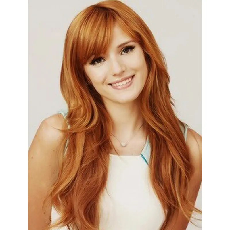 Comfortable Long Wavy Hand Tied Copper Wigs 22 Inch