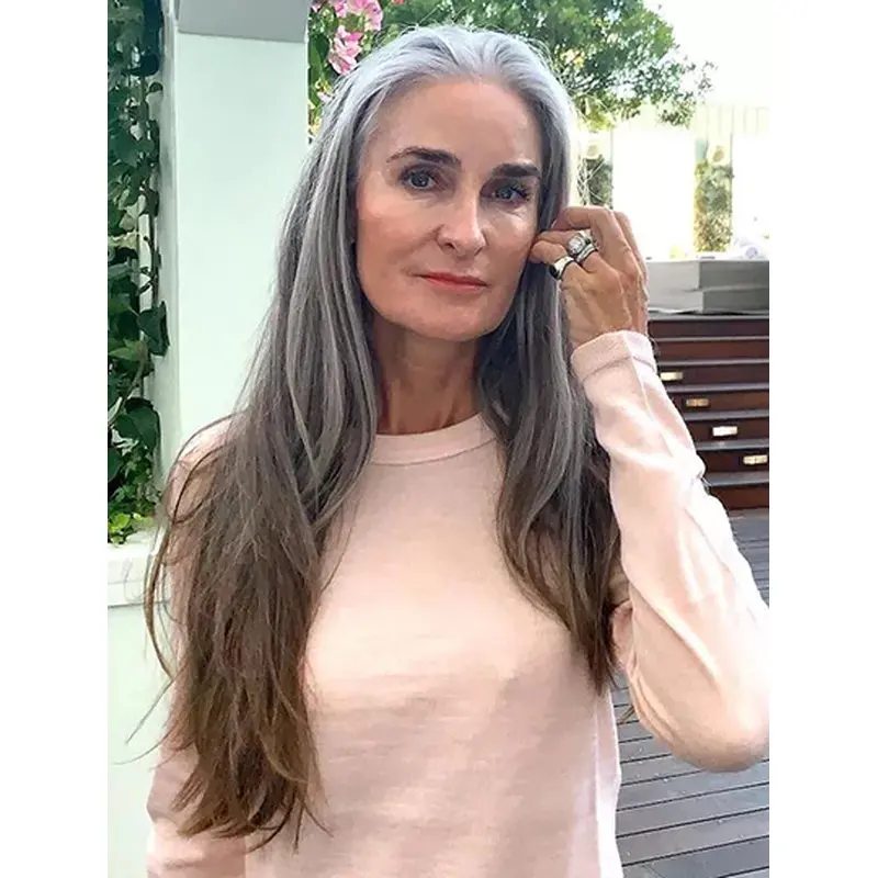 Layered Remy Human Hair Lace Front Straight Long Hair Wig