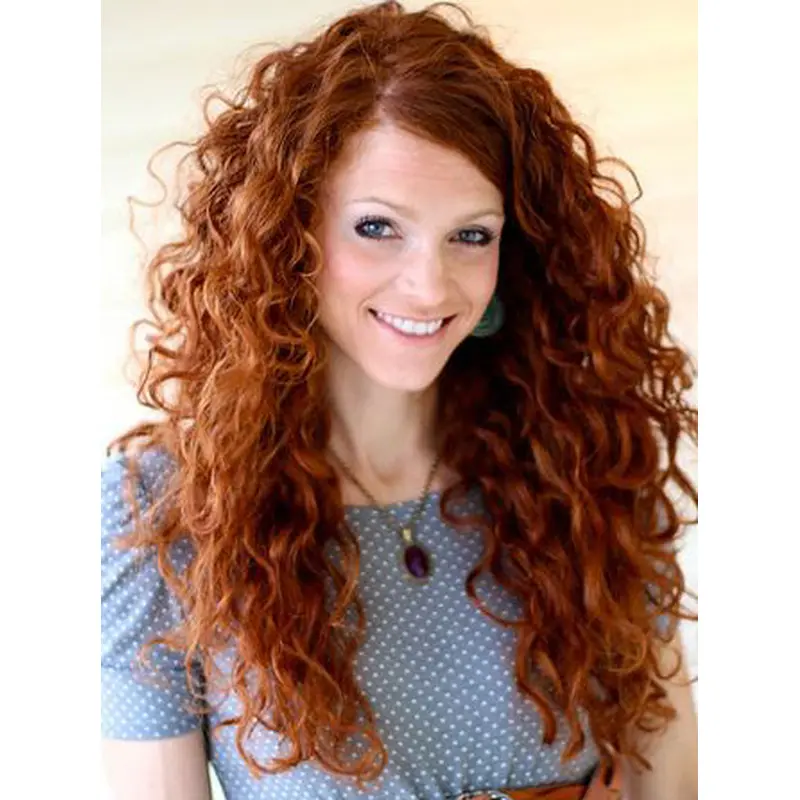 Long Curly Lace Front Copper Wigs 20 Inch