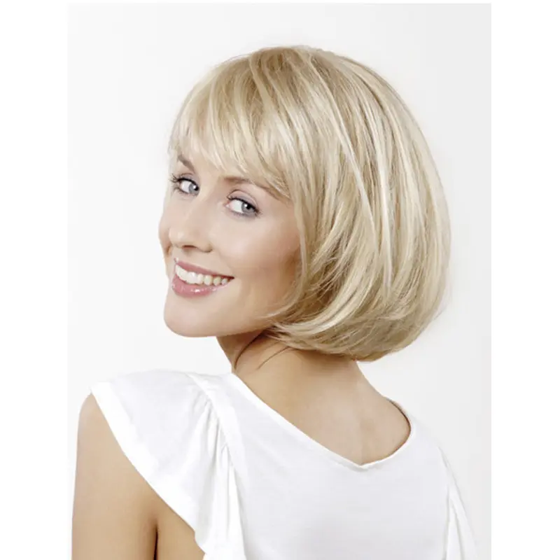 Monofilament Synthetic 10" Straight Platinum Blonde Chin Length Wigs Bob