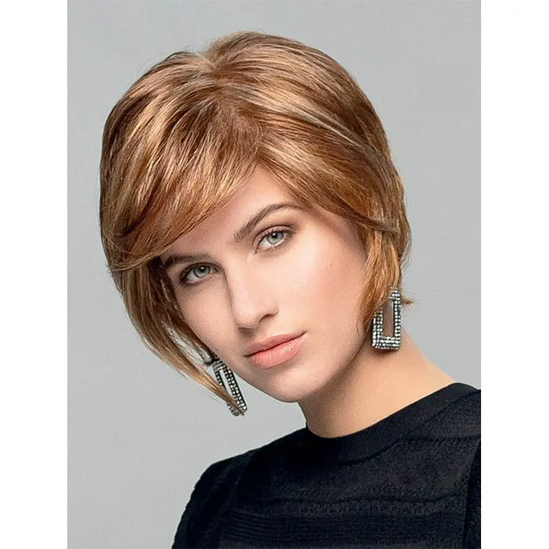 Blonde Straight Soft Layered Synthetic Monofilament Wigs Medium Length