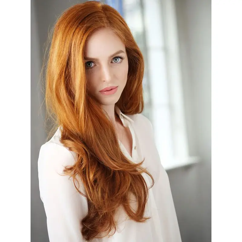 Classic Long Wavy Full Lace Copper Wigs 22 Inch