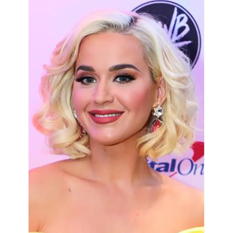 Curly Platinum Blonde Lace Front Chin Length Bobs Katy Perry Wigs