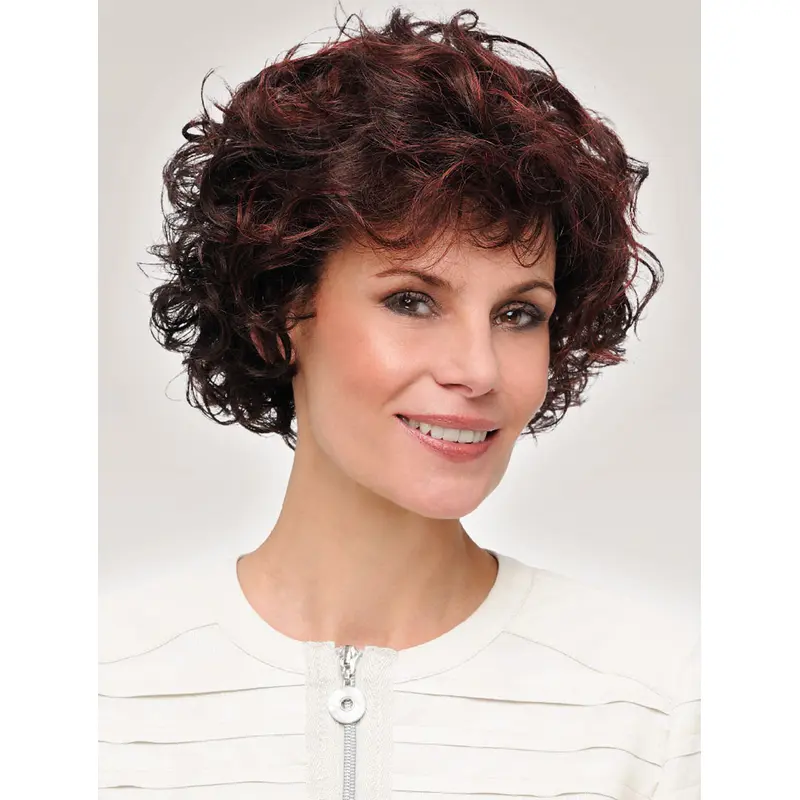 Curly Short Amazing Synthetic Auburn Monofilament Wigs