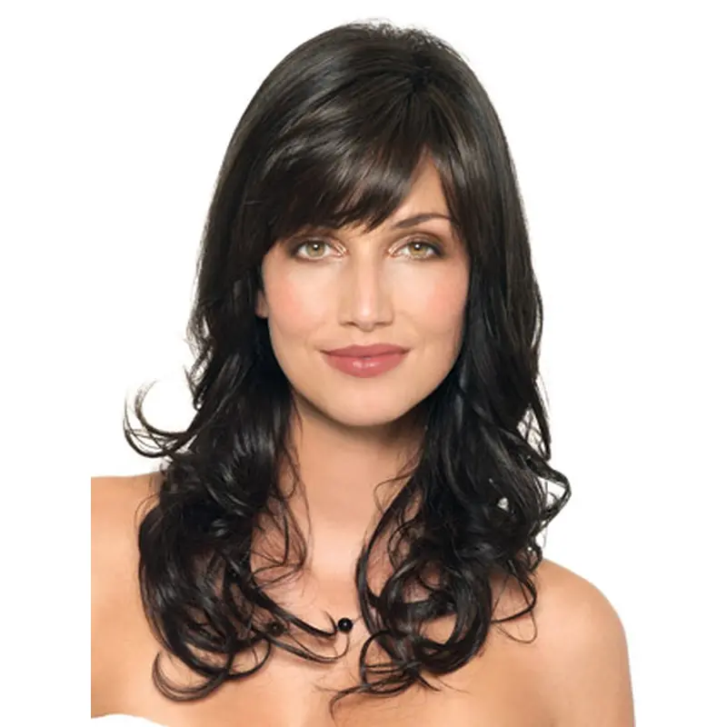 Graceful Black Wavy Long Human Hair Wigs