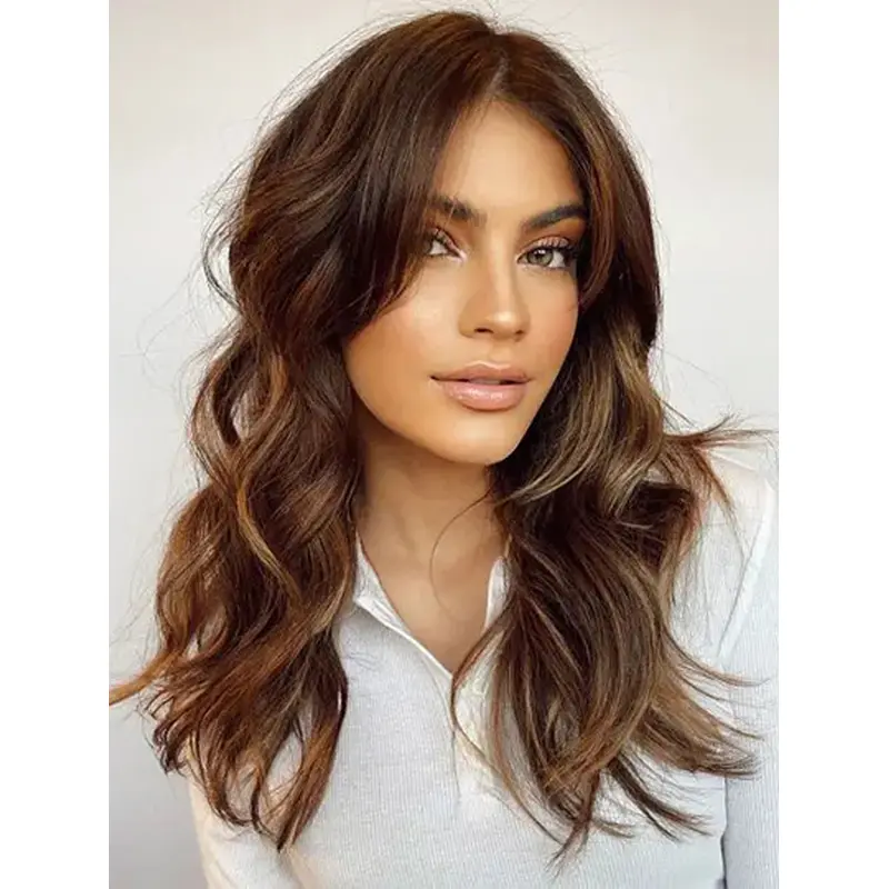 Wavy Brown Layered 18" Long Lace Front Wig