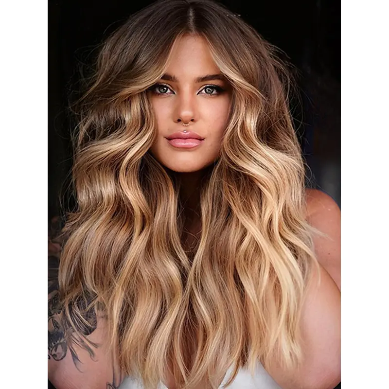 Long 18" Blonde Synthetic Wavy Lace Wig