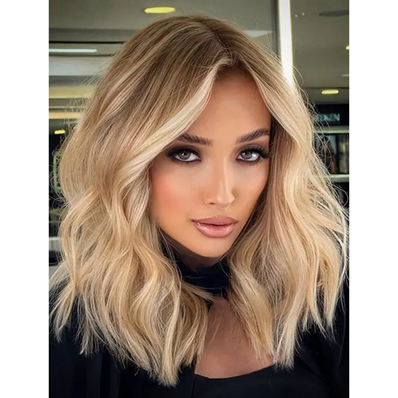 Shoulder Length 14" Blonde Synthetic Buy Lace Wigs