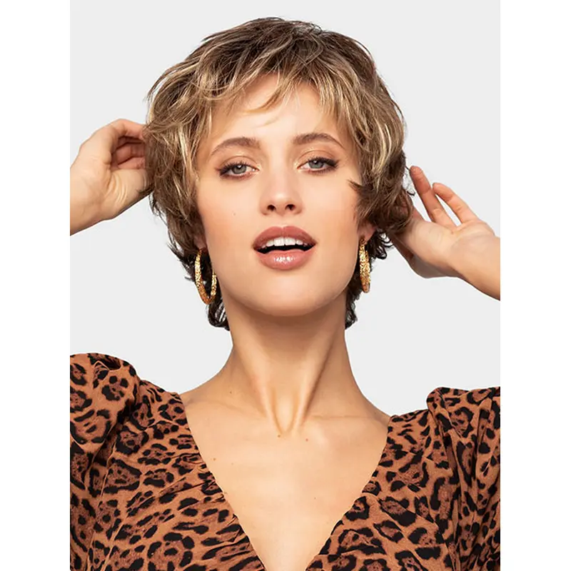 Top Boycuts Synthetic Blonde Capless Wavy Ladies Short Wigs