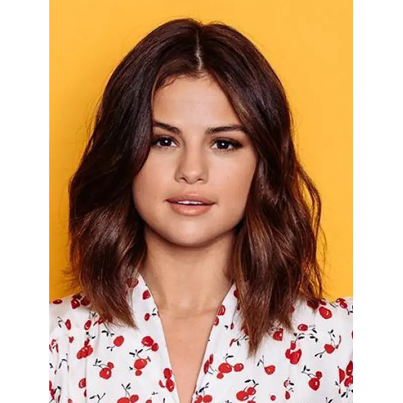 Wavy Shoulder Length Ombre/2 Tone Synthetic Selena Gomez Wigs
