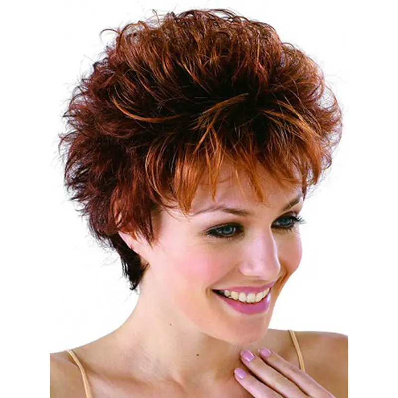 Wholesome Auburn Curly Cropped Classic Wigs