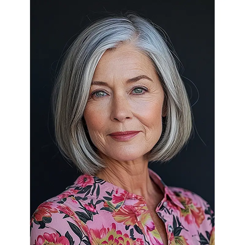 10" Straight Synthetic Grey Bob Wigs For Women