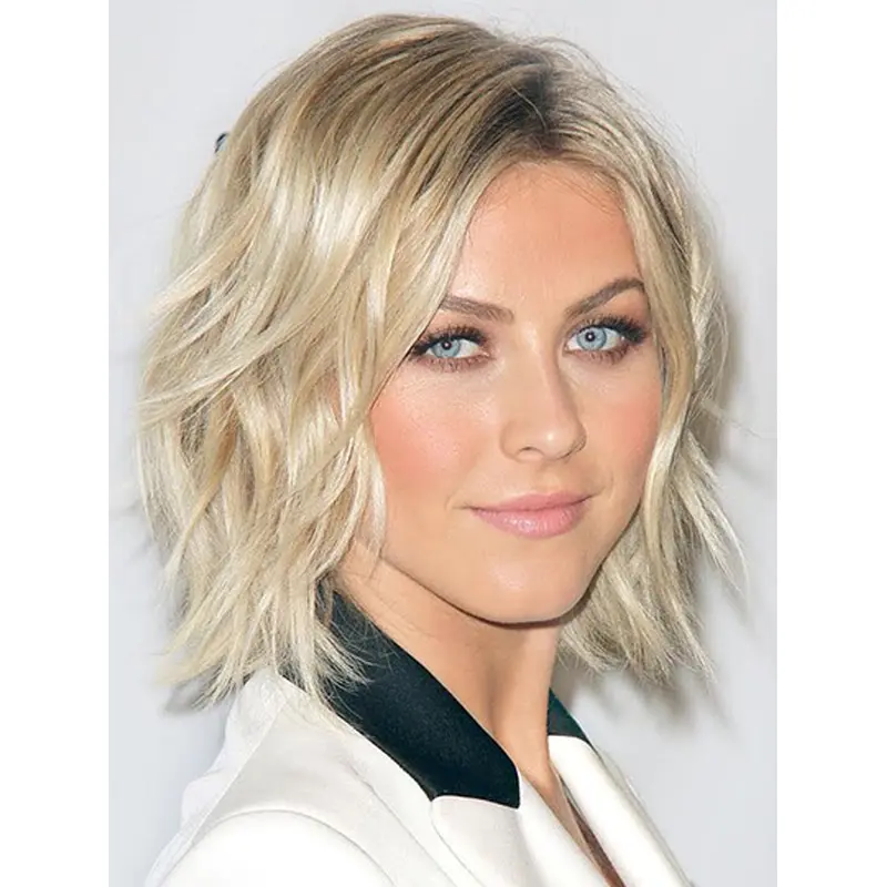 12" Capless Chin Length Remy Human Hair Wavy Julianne Hough Wigs