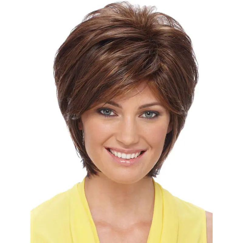Cool Auburn Straight Short Synthetic Wigs