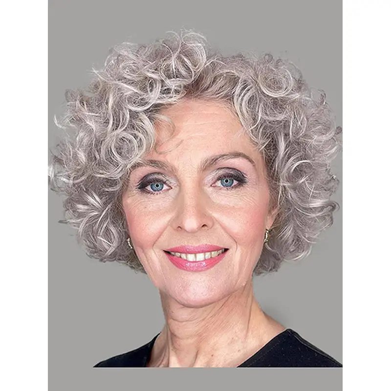 Lace Front Bobs Grey Short Ladies Human Hair Wigs