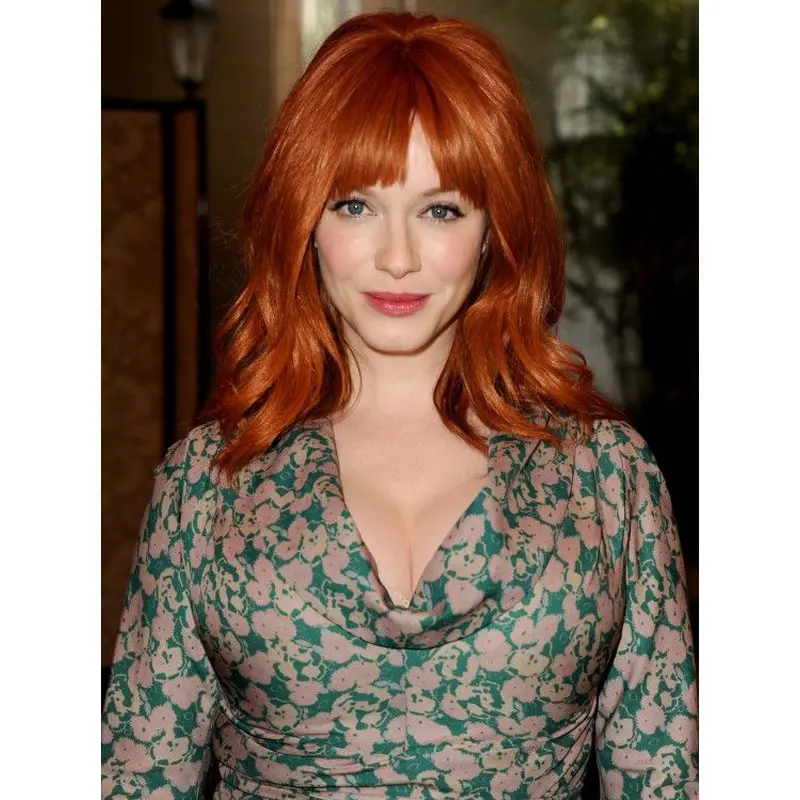 Natural Shoulder Length Wavy Capless Copper Wigs 16 Inch