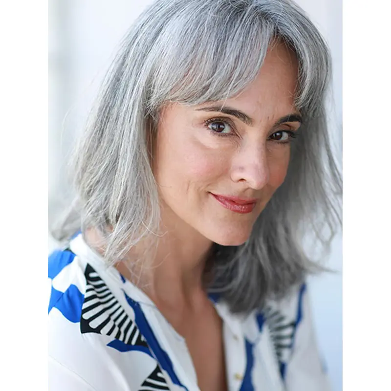 With Bangs 14" Wavy Shoulder Length Grey Lace Front Wigs For Women