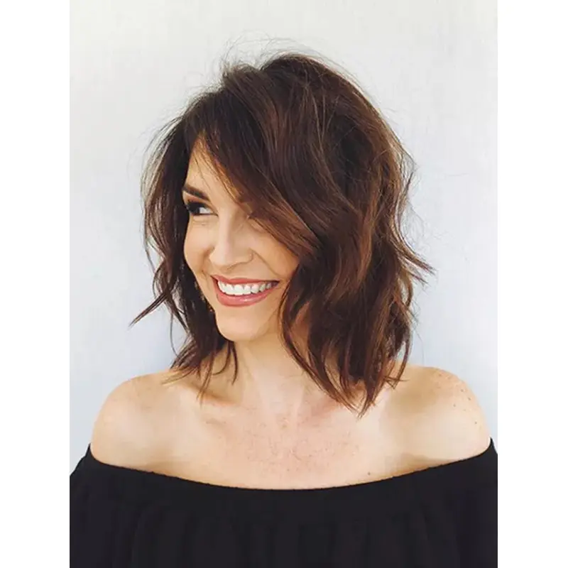 14" Lace Front Synthetic Brown Bob Wig