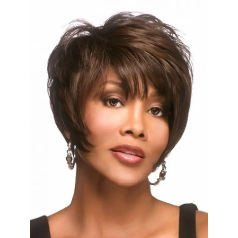 Brown Convenient Layered Straight Short Wigs