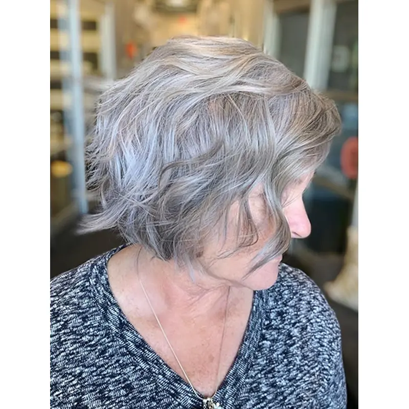Lace Front Bobs Grey Chin Length Wig Human Hair