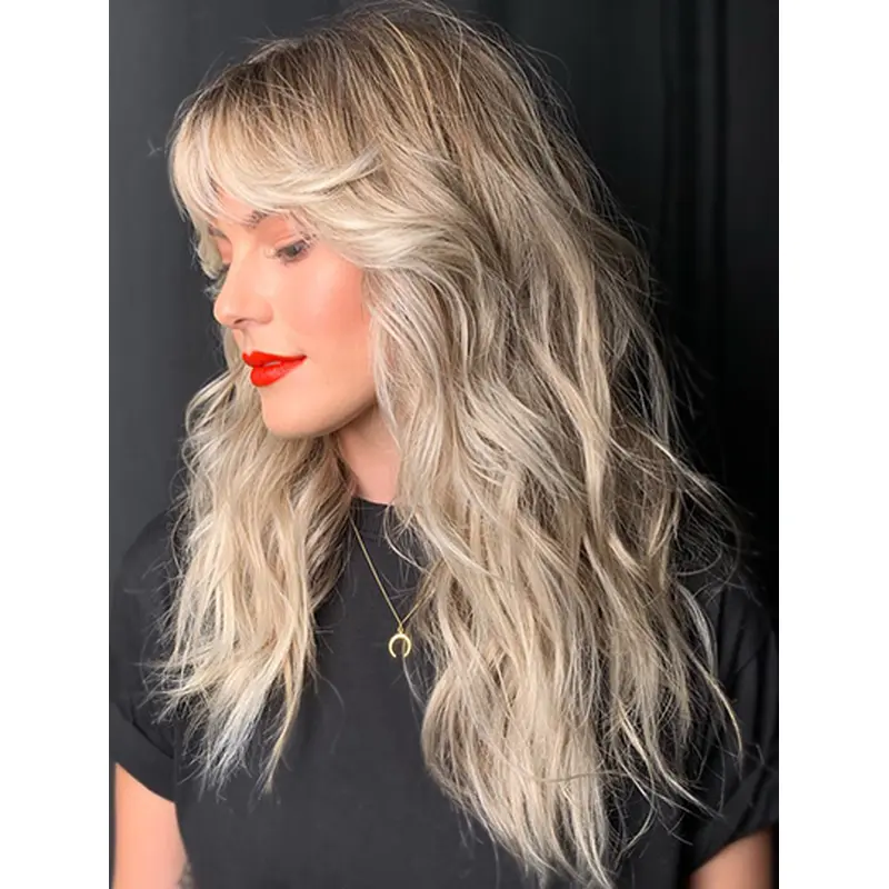 Long 18" Blonde Synthetic Sleek Lace Wigs