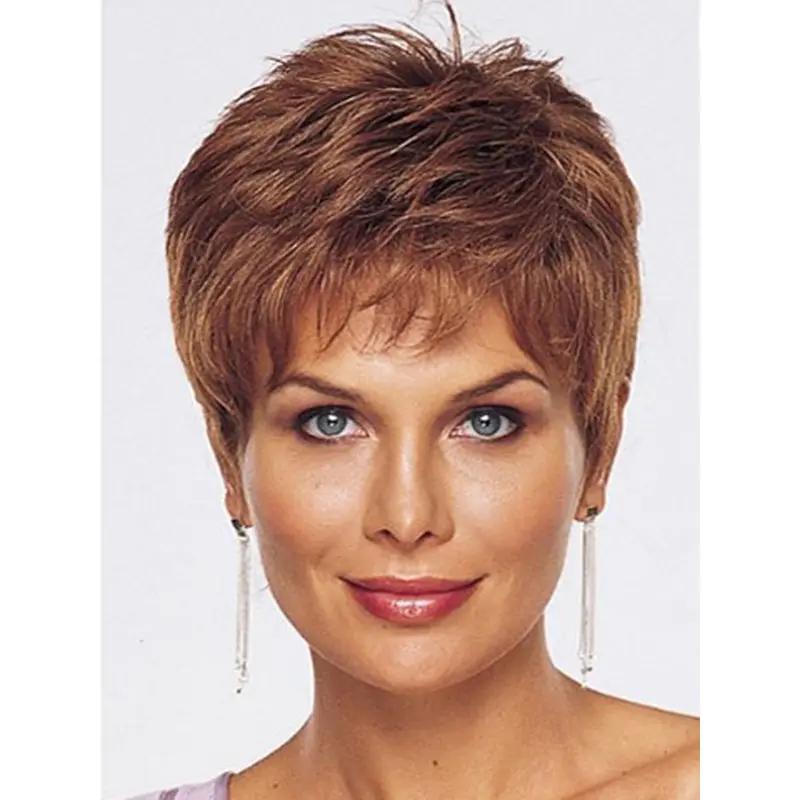 Straight Cropped Capless Wigs For Cancer