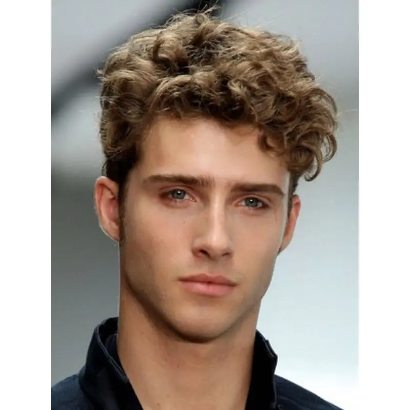 No-fuss Brown Wavy Short Men Wigs