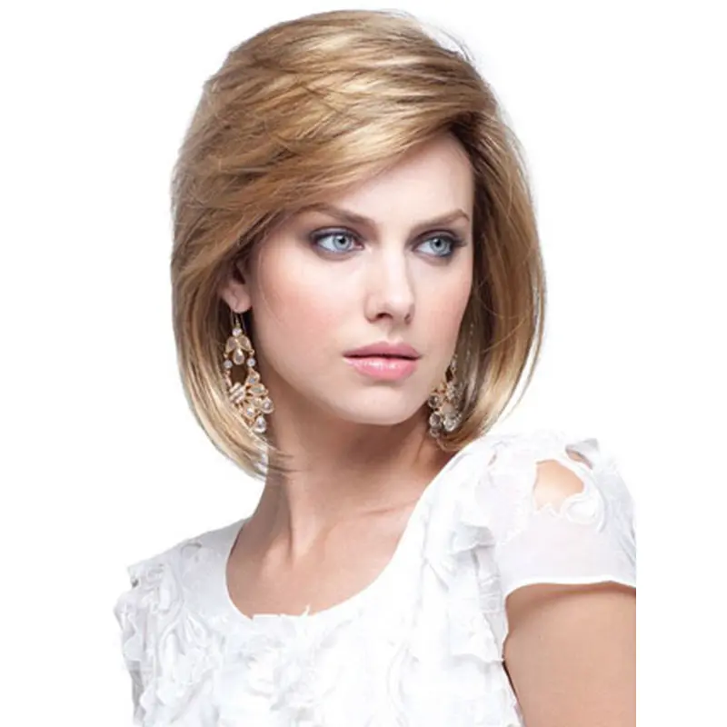 Shining Blonde Straight Chin Length Human Hair Wigs