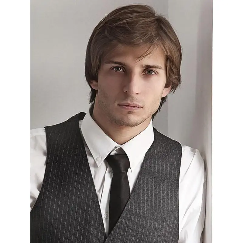 Straight Brown Layered Men Wig That Look Real