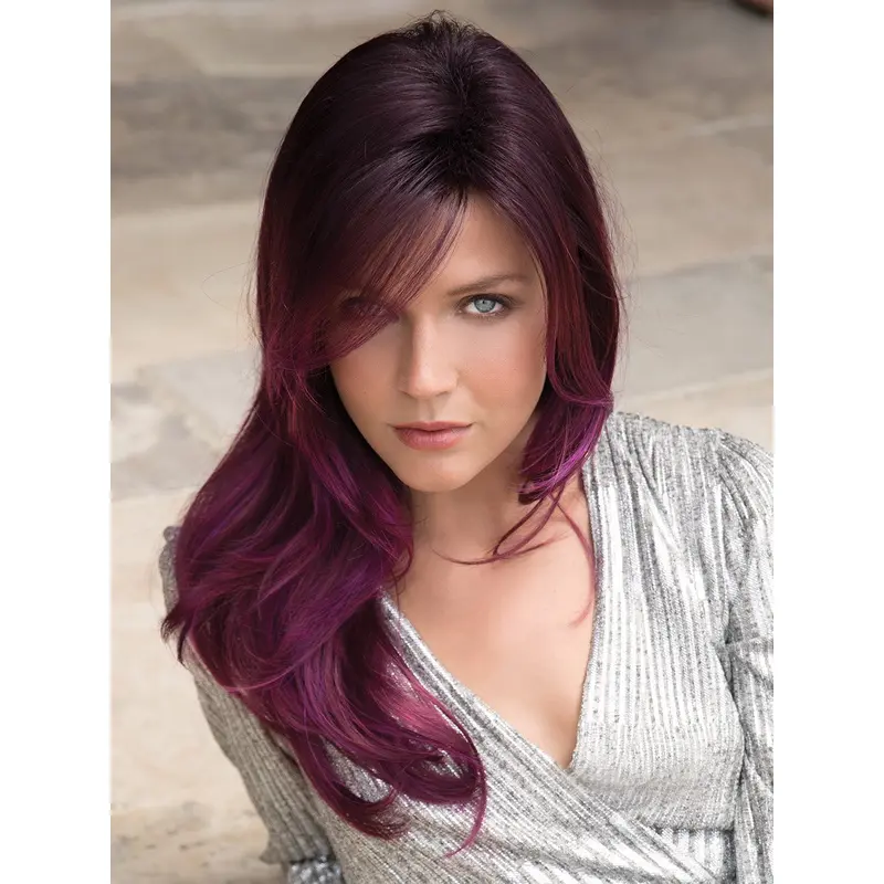 Straight Purple Layered Synthetic Long Wigs